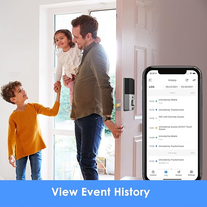 Lockly Secure Plus, Bluetooth Smart Door Lock, Keyless Entry Door Lock with Handle, PIN Genie® Keypad, 3D Biometric Fingerprint Sensor, Auto Lock