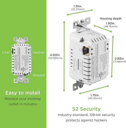 Enbrighten Z-Wave Plus Smart Receptacle, Works with Alexa, Google Assistant, Tamper-Resistant, Z-Wave Outlet, Always On Outlet, Hub Required, Smart Outlet, Lamps, Small Appliances, 700 Series, 58449