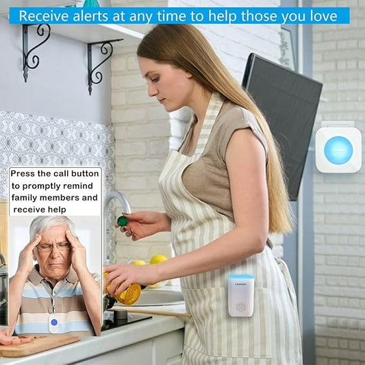 Wireless Caregiver Pager Call Button Alert Button Call Bell for Elderly Patients at Home Nurse Alert System 3 Waterproof Transmitters 1 Portable Receiver 1 plugin Receiver………