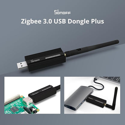 SONOFF Zigbee 3.0 USB Dongle Plus Gateway, Universal Zigbee USB Gateway with Antenna for Home Assistant, IoBroker, Wireless Zigbee 3.0 USB Adapter(1 Pack)