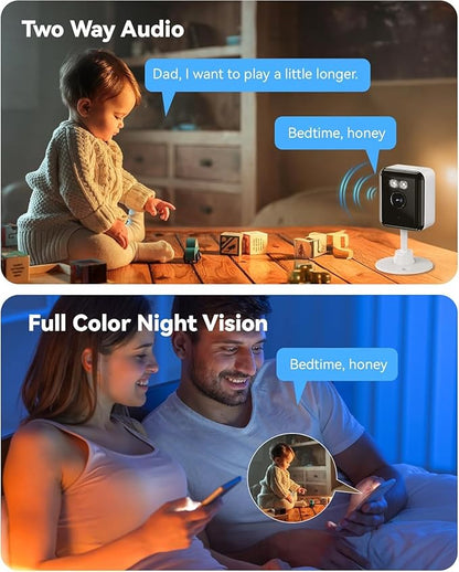2.4/5GHz Home Cameras Indoor, 2K Security Camera Indoor for Dog/Pet/Nanny/Baby with US Phone App, AI Text Recognition, Smart Search, Color Night Vision,2 Way Talk Mini Cam,Human Detection,4 Packs