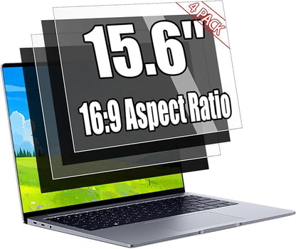 [4 Pack] 15.6 Inch Laptop Privacy Screen for 16:9 Aspect Ratio - 15.6 Inch Anti Blue Light Screen Protector Removable Anti-Scratch Privacy Shield Screen 15.6in