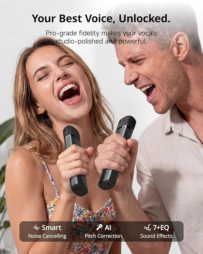 Ikarao Karaoke Machine for Adults, with Lyrics Display Screen, 32GB Karaoke Tablet, 2 Wireless Microphones, Karaoke Speaker with Autotune EQ, Connect TV, Portable Karaoke System for Home Outdoor Party
