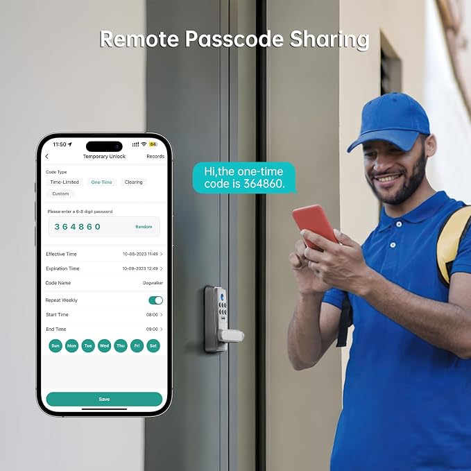 Hornbill WiFi Smart Lock with Handle, Keyless Entry Biometric Fingerprint Lock with Auto-Lock, Keypad Passcode Deadbolt Lever for Home Front Door Bedroom