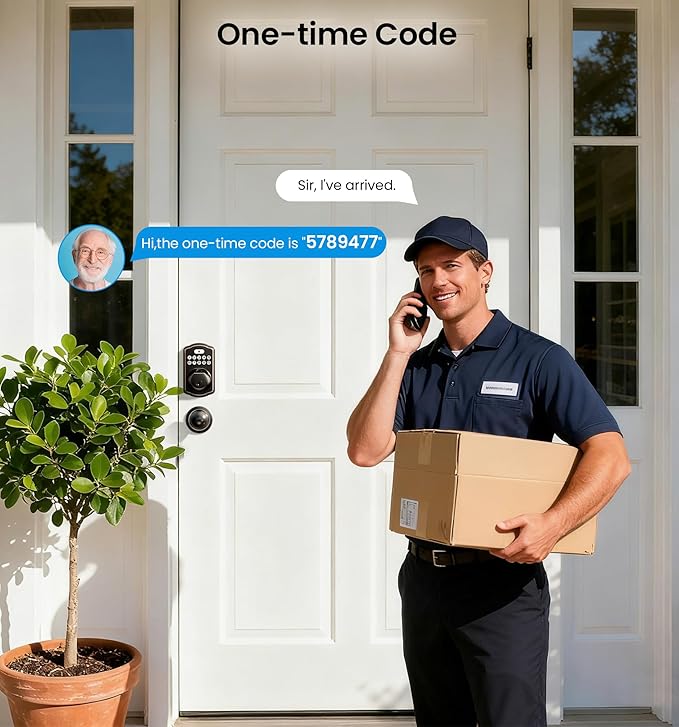 Veise Fingerprint Door Lock with 2 Knobs - Keyless Entry Door Lock with Handle, Electronic Keypad Deadbolt, Smart Front Handle Set, Auto-Locking, Waterproof, Easy Installation, Oil-Rubbed Bronze