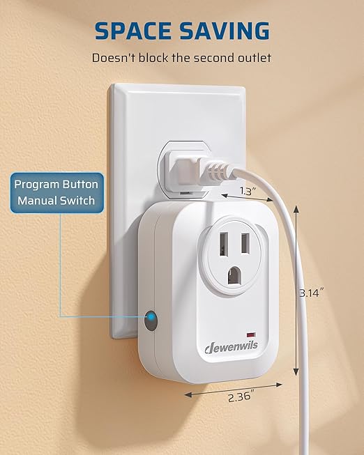 DEWENWILS Remote Control Outlet, Wireless Light Switch for Lamps, Fans, Household Appliances, Up to 100FT Range, Programmable Remote Outlet Switch, White