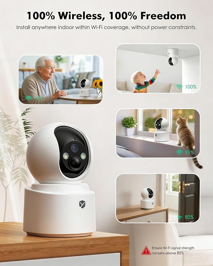 Battery Powered Indoor Camera Wireless 2 Pack with 2.5K Color Night Vision