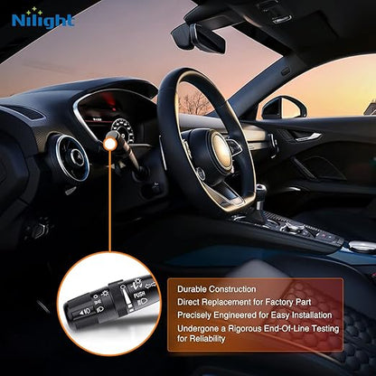 Nilight Turn Signal Switch Compatible with 2007-2018 Jeep Wrangler Compass Patriot 2008-2010 Grand Cherokee Liberty 2007-2014 Dodge Avenger Nitro 2007-2010 Chrysler PT Cruiser Sebring, 2 Year Warranty