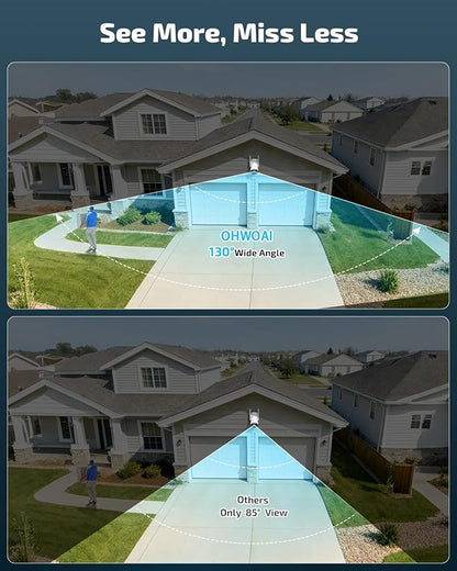 《130° Wide Angle & 2-Way Audio》Wireless Security Camera System Outdoor, WiFi Cameras Systems Video Surveillance DVR Kits
