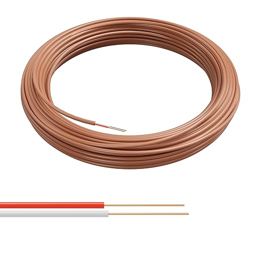 THE CIMPLE CO 18/2 Thermostat Wire 75 FT - Insulated Solid Copper Wiring for HVAC, Furnaces, Video Doorbells, Alarms, Lighting, Smart Thermostats - 18 Gauge, 2 Conductor - 75 Feet (22 Meters), Brown