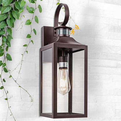 20" Large Oil Rubbed Bronze Motion Sensor Outdoor Wall Lights Dusk to Dawn