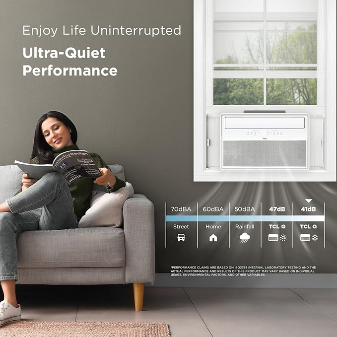 TCL 12000 BTU Q-Series Smart Inverter Window AC with Heat Pump for Up To 550 Sq. Ft., Energy Efficient Air Conditioner Heater Combo, 115V, Works with Remote Control, Smart Home Devices & TCL Home App