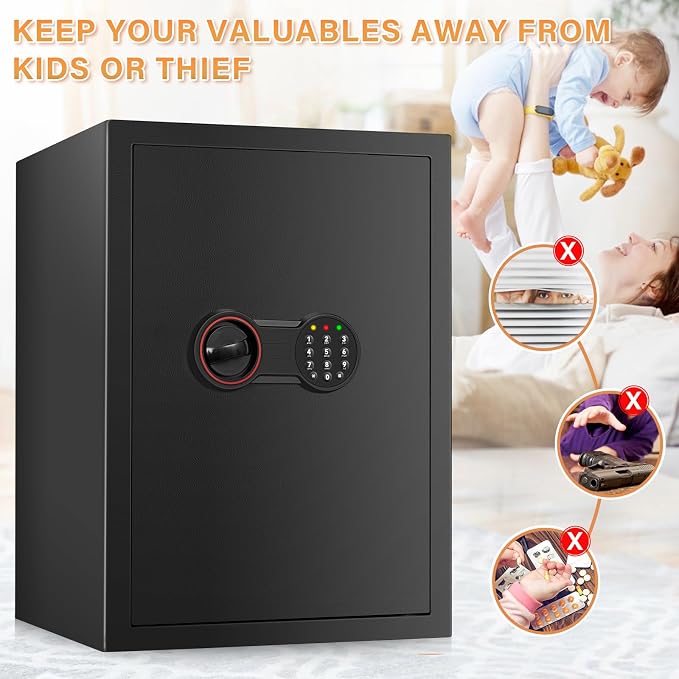 [19.7" Tall] Large Home Safe Box with Fireproof Waterproof Bag