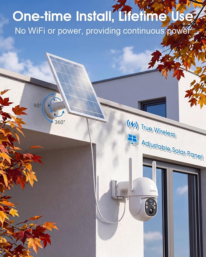 SANSCO 2 Pack No WiFi 4G LTE Cellular Solar Security Camera, No Monthly Fee