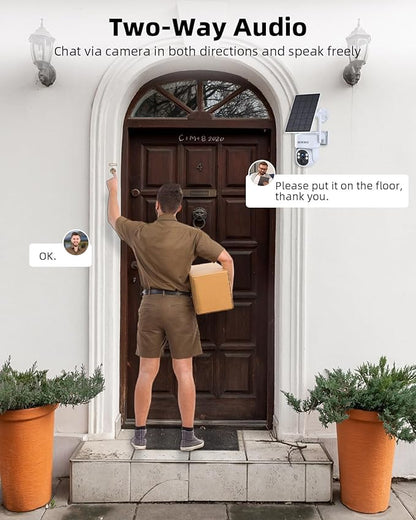 2.5K Outdoor Solar Wireless Security Camera System, 4-Camera Kit with 10" Monitor for Home Surveillance 360° View, 2.4/5GHz WiFi, Forever Power, 64GB Storage, No Subscription, No Monthly Fee