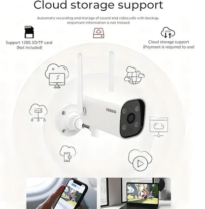 EVERSECU 2K WiFi PTZ Bullet Camera, Outdoor/Indoor, Pan/tilt, 2-Way Audio, Night Vision, Motion Detection Auto Tracking, Waterproof, Remote Access, RTSP Stream, Compatible with Alexa(4pack)