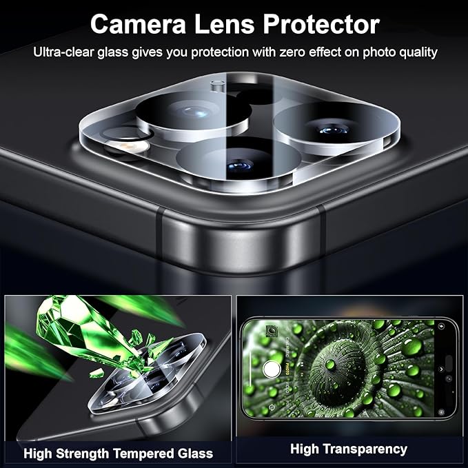 Esanik [2+2 Pack for iPhone 16 Pro Privacy Screen Protector – Anti-Spy Tempered Glass & Camera Lens Cover, Military-Grade 9H Hardness, Anti-Scratch, Flawless Fit Tray