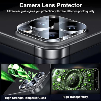 Esanik [2+2 Pack for iPhone 16 Pro Privacy Screen Protector – Anti-Spy Tempered Glass & Camera Lens Cover, Military-Grade 9H Hardness, Anti-Scratch, Flawless Fit Tray