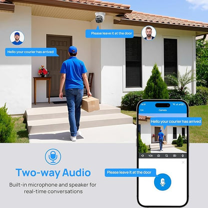 4K 8MP Dual Lens Security Camera Outdoor with 180° Panoramic Wide Angle, Human/Vehicle Detection, Full Color/EXIR 2.0 Night Vision, POE IP Camera with 2-Way Audio, SD Slot(up to 512G),IP67,B LUE Iris