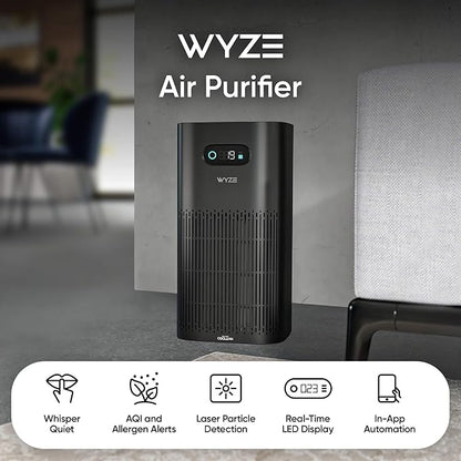 Wyze Air Purifier with Formaldehyde Filter (Premium), for Home, 21db Quiet, HEPA 13, Elimination of common pollutants, Remove formaldehyde, Odors, Smoke, Pollen, Dust, Smart WiFi Alexa Google, Black