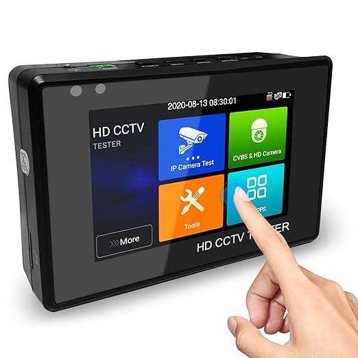 Rsrteng CCTV Camera Tester Support 12MP IP Camera 8MP TVI/CVI/AHD Camera CVBS Camera 4-inch IPS Touch Screen Monitor CCTV Tester Support POE PTZ 4K RS485 TF Card Slot