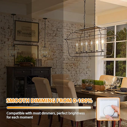 GoBright Dimmable E12 Candelabra LED Light Bulbs 40W Equivalent, 2700K Soft Warm White Chandelier Light Bulbs, 4W 460 LM Flame Tip Candle Light Bulbs, 12-Pack