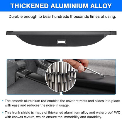 Powerty Retractable Cargo Cover for 2023-2026 Kia Sportage, Canvas Texture Trunk Cover Privacy Screen Rear Security Shade for Sportage Accessories