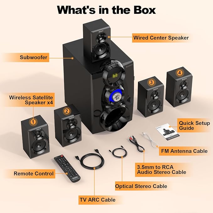 Bobtot Wireless Surround Sound System Home Theater System