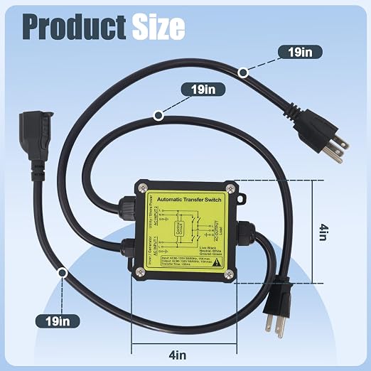 Ketofa AC120V 15A Automatic Transfer Switch, NEMA 5-15P/5-15R ATS