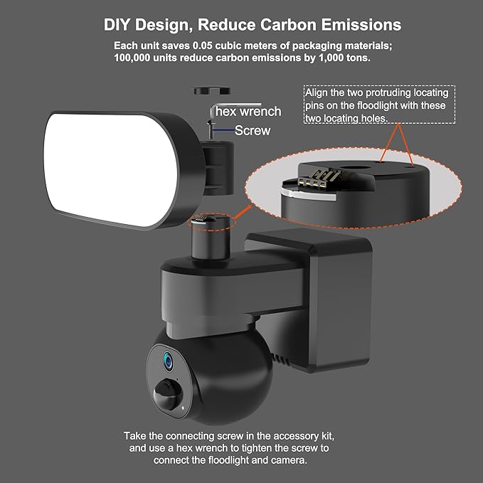 Floodlight Camera Solar Powered, 1500 Lumens Security Light, 2K Wireless Outdoor Cam with 360° PTZ, Human/Vehicle/Animal AI Detection, Color Night Vision, 64GB Local Storage, No Monthly Fee