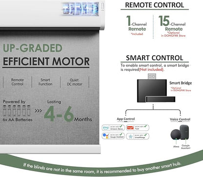 Motorized Blinds with Remote, Blackout No Drill Cordless Smart Roller Shades, Automatic Blinds for Windows, Grey,34.5" W x 72" H