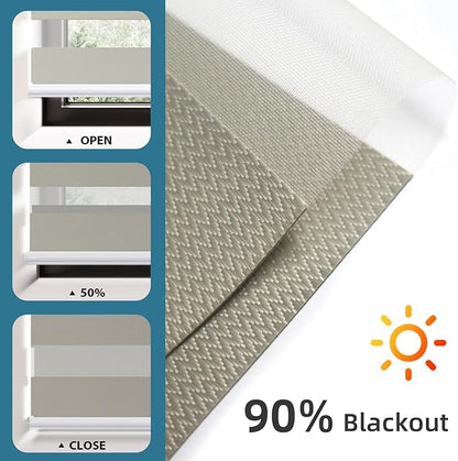 SmartWings Motorized Zebra Shades Work with HomeKit, Alexa, Google Home, 90% Blackout Light Filtering Day Night Sheer Blinds, Privacy Light Control, for Home/Office, Customized, Beige
