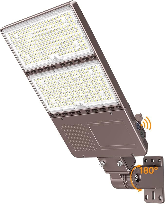 480V LED Parking Lot Light 320W 48000LM LED Shoebox Light with Photocell ETL Listed Flood Lights Arm & Slip Fit Mount 5000K IP65 Commercial Security Area Light AC277-480V for Street Roadway