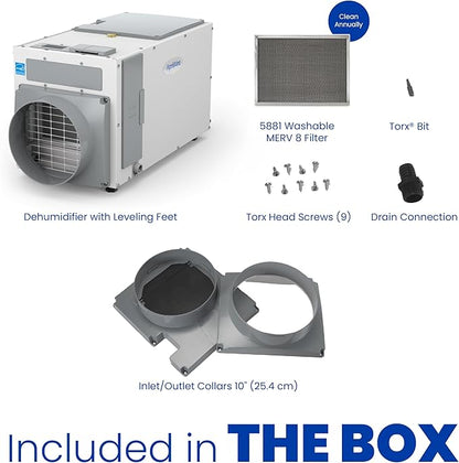 AprilAire E100 Pro 100-Pint Whole-House Dehumidifier, Energy Star Certified, Commercial-Grade Whole-Home Dehumidifier for Basement, Crawlspace, or Whole House up to 5,500 sq. ft.