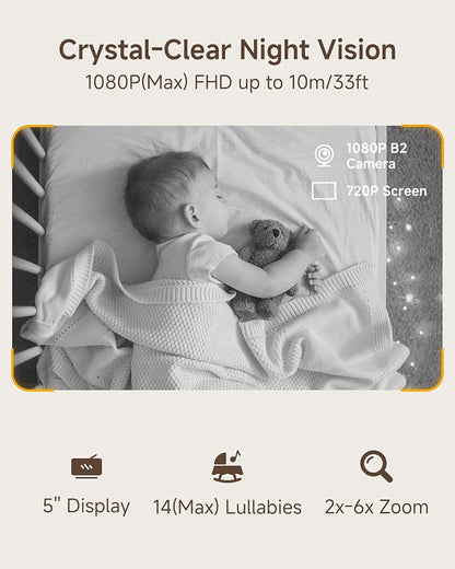ARENTI Baby Monitor B2 Kit, WiFi 6 Camera, 5'' Upgraded Wireless Display