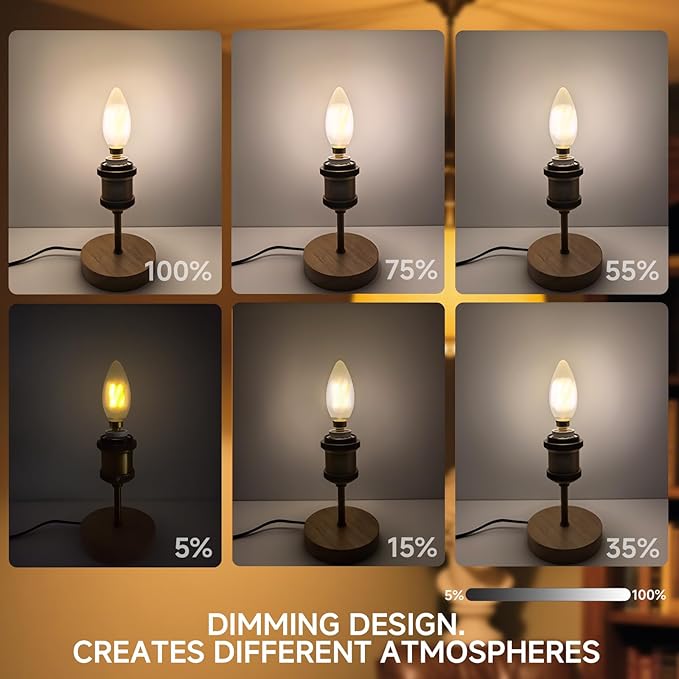 Type B/B11 E12 LED Filament Bulb, 6W/60W Equivalent 3000K Warm White – Frosted Glass, Dimmable, Ideal for Chandeliers & Ceiling Fans, 6-Pack(3000K)