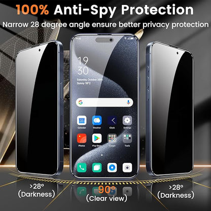 Lesakit 4+4 Pack Privacy Screen Protector for iPhone 15 Pro 6.1-Inch with 4 Pack Camera Lens Protector, Anti Spy Tempered Glass Film 9H Hardness Case Friendly