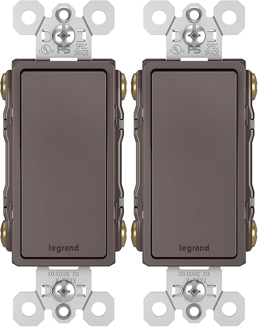 Legrand Radiant 15 Amp Rocker Wall Switch, Decorator Light Switches, Brown, 4-Way, TM874 (Pack of 2)