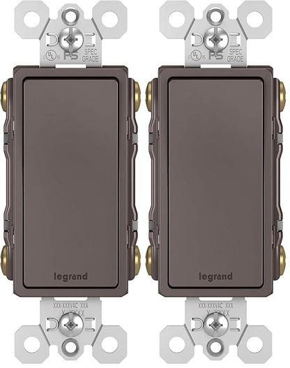 Legrand Radiant 15 Amp Rocker Wall Switch, Decorator Light Switches, Brown, 4-Way, TM874 (Pack of 2)
