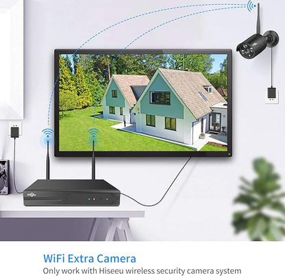 Hiseeu 5MP Black Camera Add on 5MP Security Camera, Waterproof Outdoor Indoor 3.6mm Lens IP Day & Night Vision with DC 12V Power Adapter Compatible 10CH 5MP WiFi Camera System