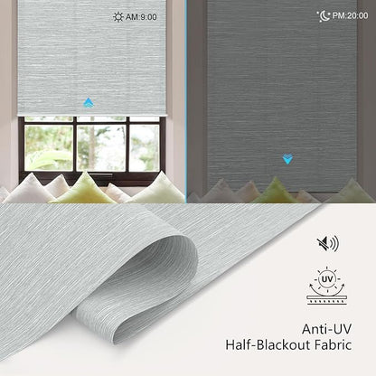 Aprilsmart Motorized Blinds with Remote,Light Filtering Motorized Roller Shades Work with Apple Homekit,Alexa,SmartThings,Google Home,Customize Blinds(Essential GREY-69)