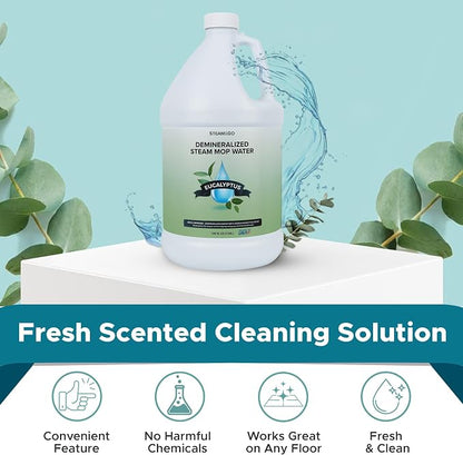 Steam & Go Demineralized Water for Steam Mop – Eucalyptus Mint Scent, 128 oz (Pack of 2) | Scented Floor Cleaner Solution, Ready-to-Use, Compatible with Any Steam Cleaner