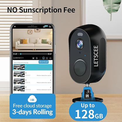 LETSCEE Wireless Battery Cameras Outdoor.Indoor Outdoor Home Security Cameras, with Night Version,Motion Detection,2-Way Audio,Waterproof,Cloud Storage,No Subscription(4 Pack)