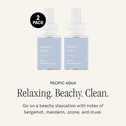 Pura Smart Home Scent Refill - Long-Lasting Premium Fragrance per Refill - Clean Diffuser Fragrance for Home, Office & Apartment - 2 Pack, Pacific Aqua