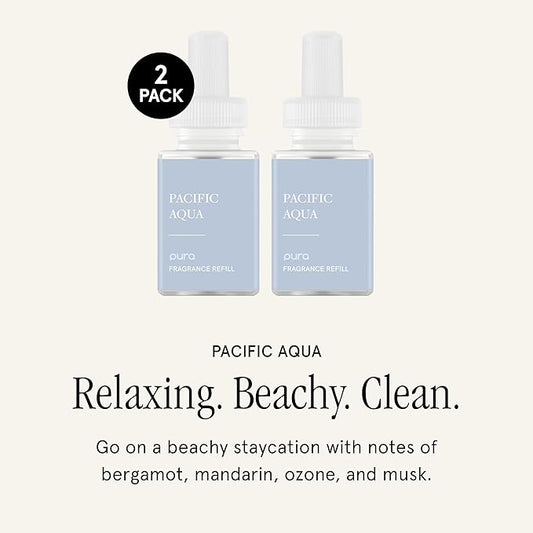 Pura Smart Home Scent Refill - Long-Lasting Premium Fragrance per Refill - Clean Diffuser Fragrance for Home, Office & Apartment - 2 Pack, Pacific Aqua