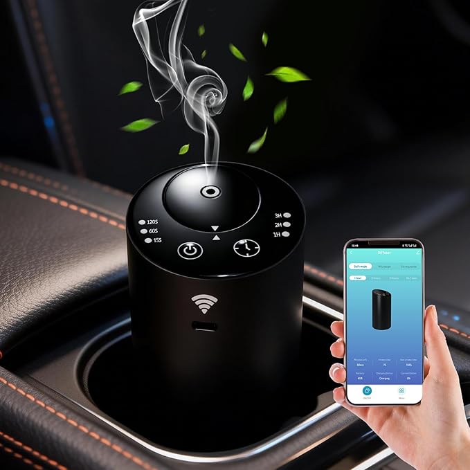 Waterless Diffuser, Rechargeable Hotel Scent Diffuser, 1500 Sq Ft Coverage, for Home, Large Room, Spa, Cream，Voice Control Smart AI