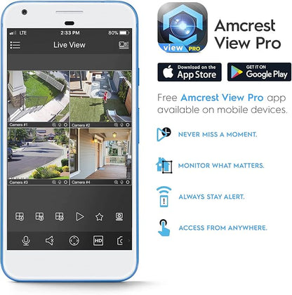 Amcrest 5MP IP PoE AI Camera w/ 49ft Color Night Vision, Security Outdoor Bullet Camera, Built-in Microphone, Human & Vehicle Detection, Active Deterrent, 129° FOV, 5MP@20fps IP5M-B1276EB-AI (Black)