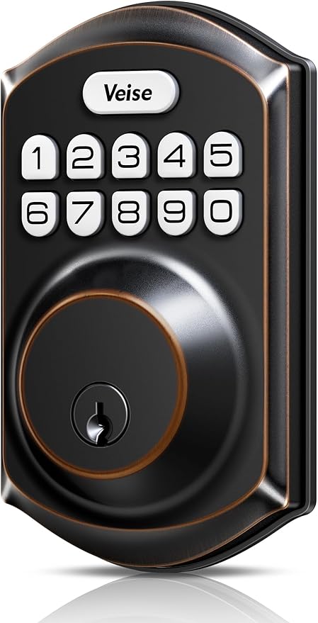 Veise VE001 Keyless Entry Deadbolt, Electronic Keypad Lock, Bronze