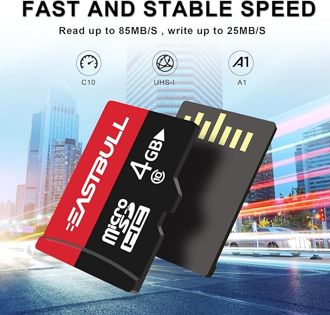 EASTBULL 4GB 10-Pack of Micro SD Card, 4GB SD Cards Pack Full HD Video 90MB/s UHS-I U1 Micro SDHC Class 10 for Surveillance Security Cam (10 Units and 2 Adapters)