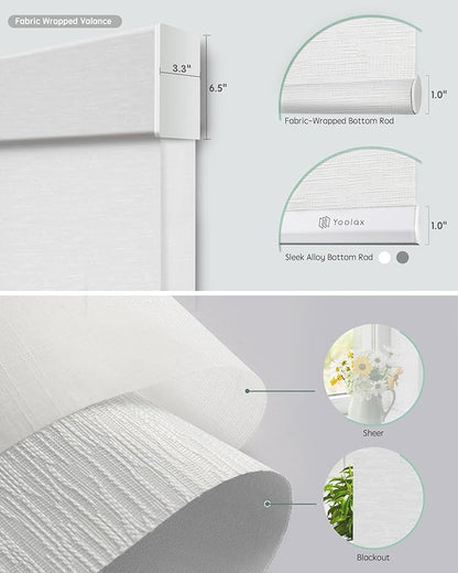 Yoolax Smart Dual Roller Shades, Motorized Blinds with Remote Smart Blinds Compatible with Alexa, Blackout & Sheer Automatic Dual Shades for Windows (White)